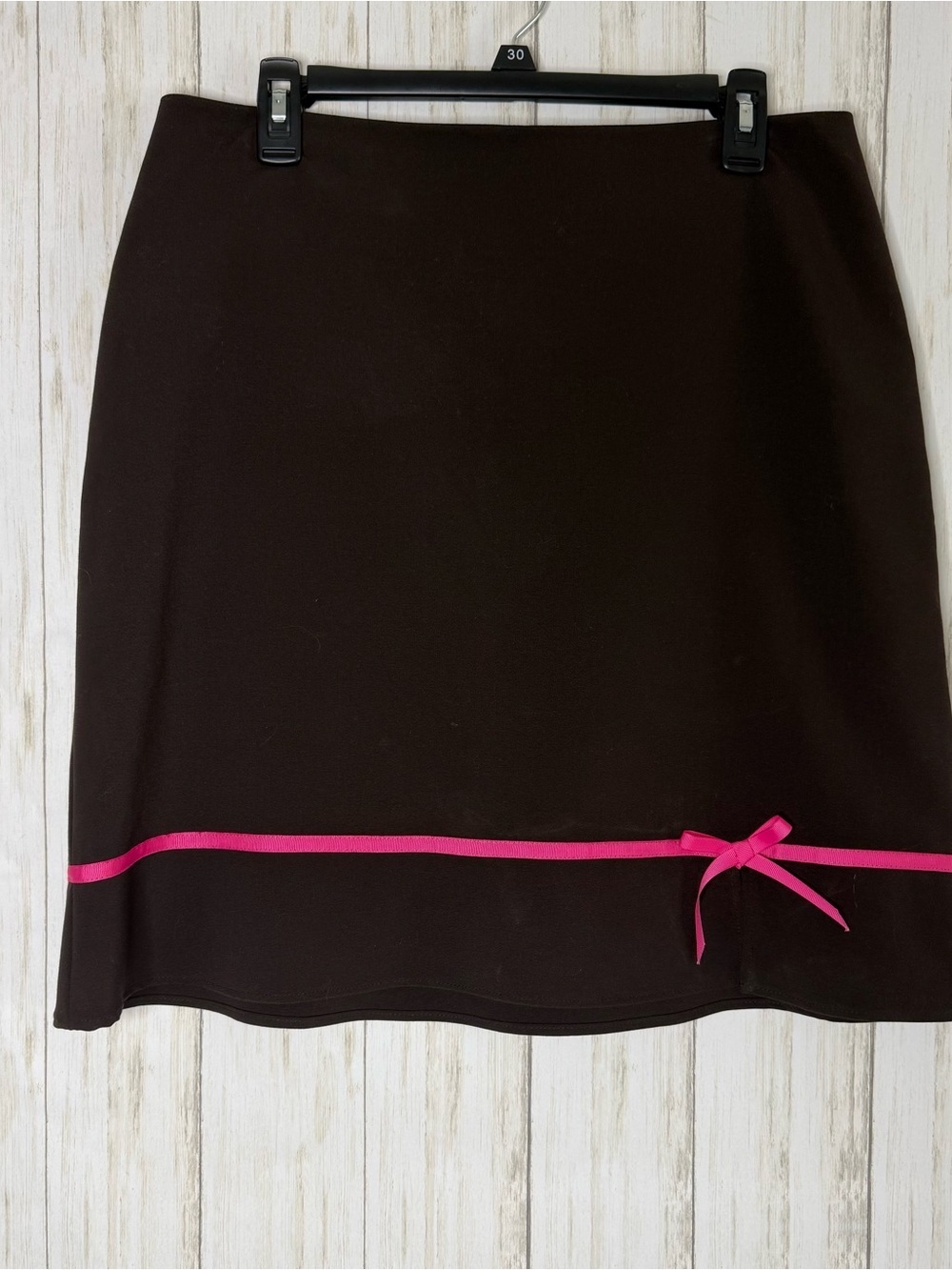 Y2K VINTAGE 2000s Brown Skirt with Pink Trim and Bow